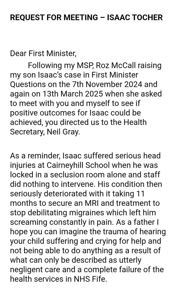 I regret to say I have no confidence in Mr. Gray’s ability to address this issue, which was evident at the meeting.

Despite sending a two-page brief outlining the issues before the meeting, Mr. Gray clearly hadn’t even read it. 💔

My letter to the First Minister 📩