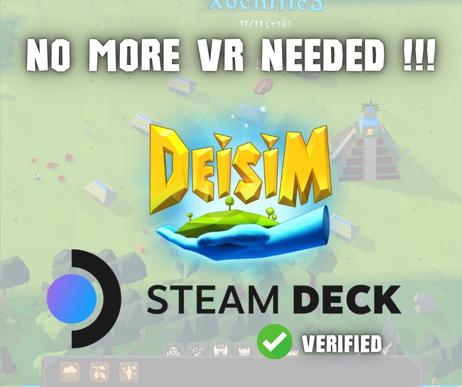 DeisimGame's tweet image. Now on Steam for PC! And yes, Deisim is officially Steam Deck Verified. Time to rule anytime, anywhere.
#godgame #deisim #vr #quest #pico #steamVR #steam #sandbox #steamdeck #steamdeckverified