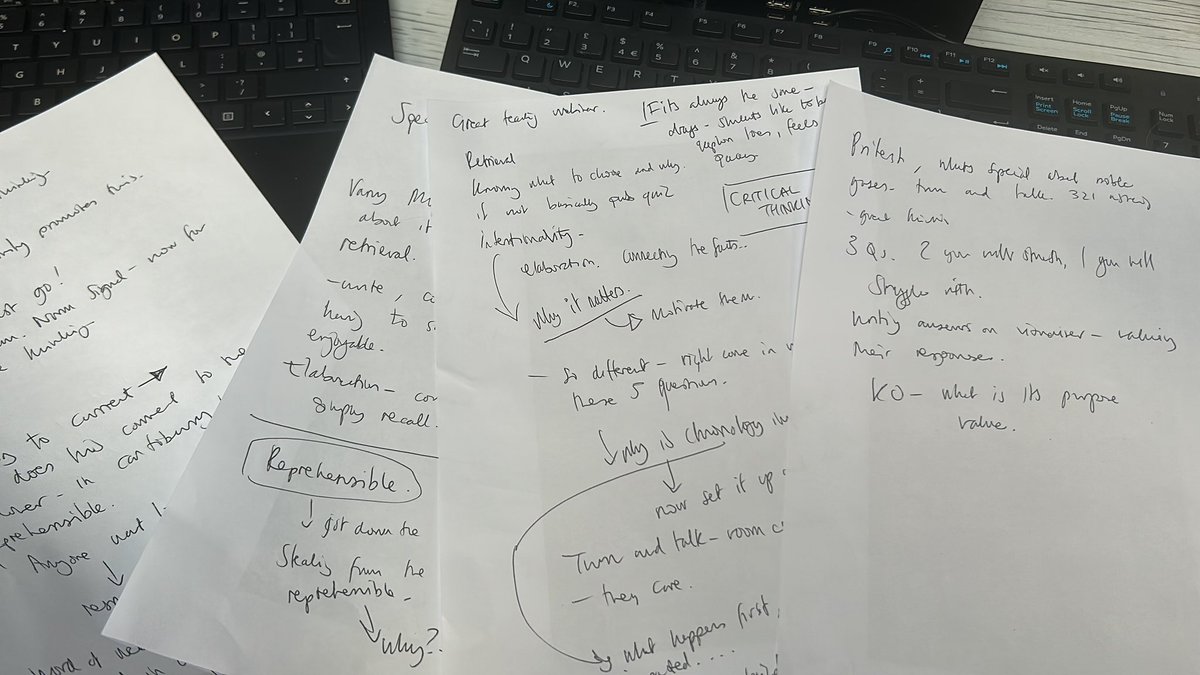 My goodness me that was an absolute pleasure to watch <a href="/Claire_Hill_/">Claire Hill</a> <a href="/Josh_CPD/">Josh Goodrich</a> <a href="/Doug_Lemov/">Doug Lemov</a> scruffiest notes in my sweaty classroom but absolute gold dust. Videos are just so vital to understanding the craft. Thanks so much all.