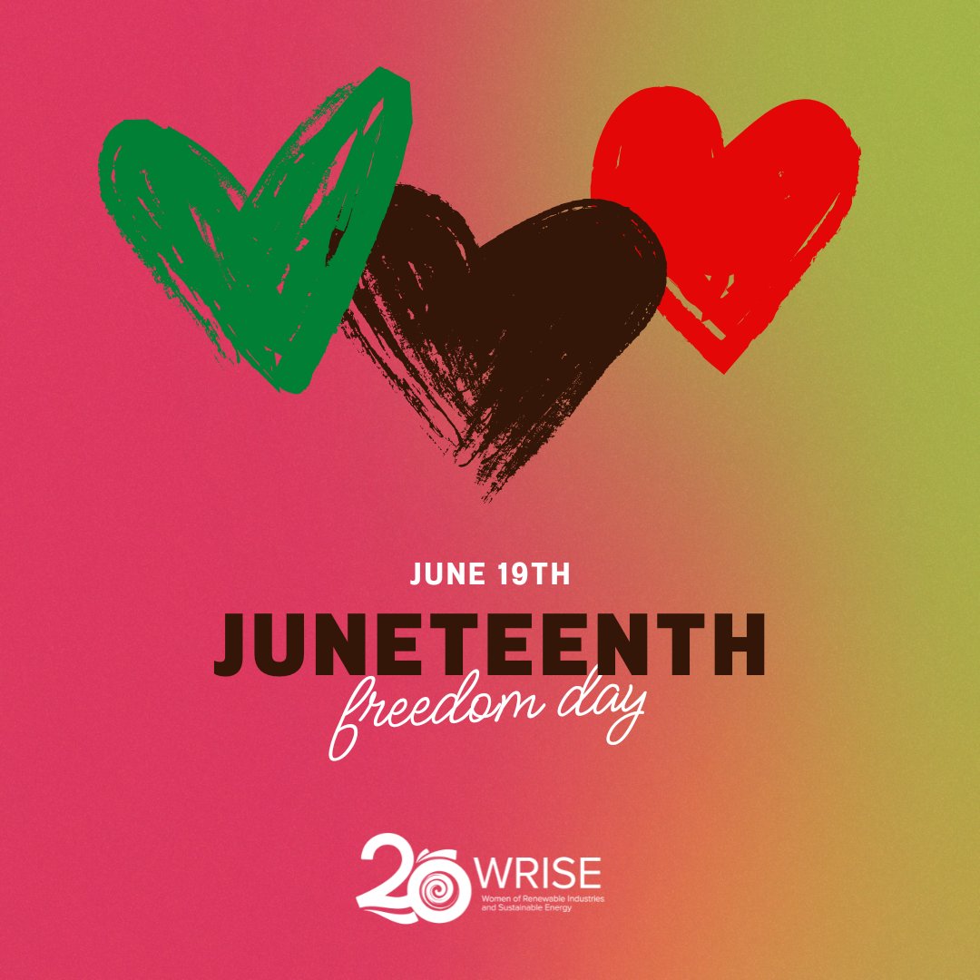 Today, we join hands in commemorating #Juneteenth, a day that marks a pivotal moment in American history. 

At WRISE, we recognize the profound importance of this day and reaffirm our commitment to fostering community empowerment within the renewable energy industry.