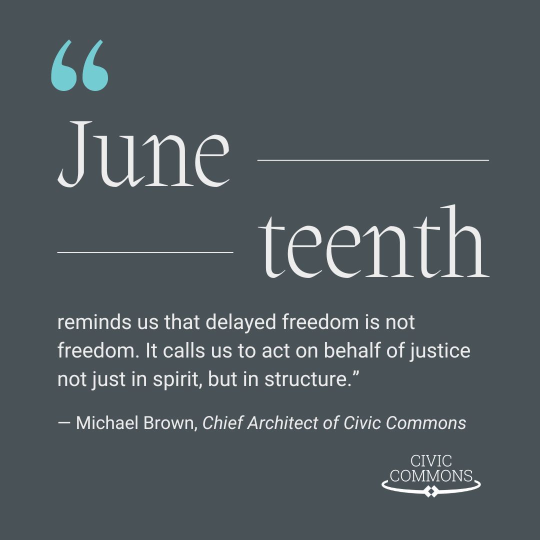 Juneteenth invites us to reflect on freedom. In today's Seattle Times, our own Michael Brown shares how the currents of liberation and justice run through the present-day work of Black Home Initiative and Civic Commons. Read the op-ed at: buff.ly/jlxCMfr #juneteenth