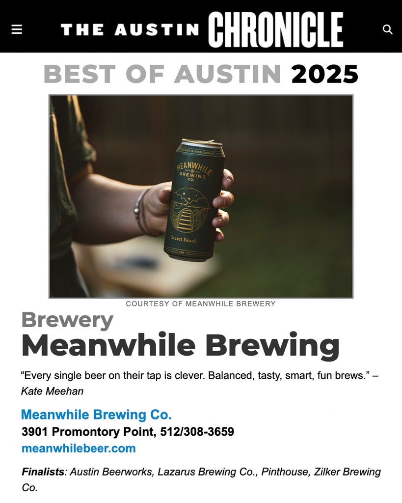Y’all are too kind.

We’re beyond honored to once again be named Best Brewery in the Austin Chronicle’s Best of Austin 2025! 🍻

This recognition means so much to us—and it’s all thanks to our incredible team and the amazing community that supports us every step of the way.