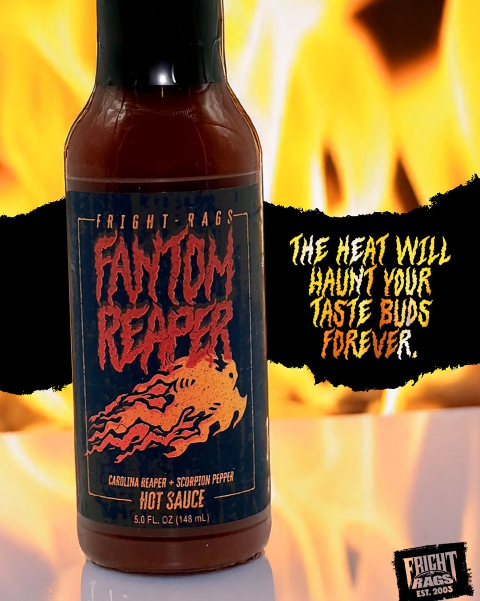🔥 A very limited number of bottles of our Fright-Rags FANTOM REAPER Hot Sauce are now in the store and ready to go. Go grab 'em now! The heat will haunt your taste buds forever. SHOP: tinyurl.com/2eu38sse