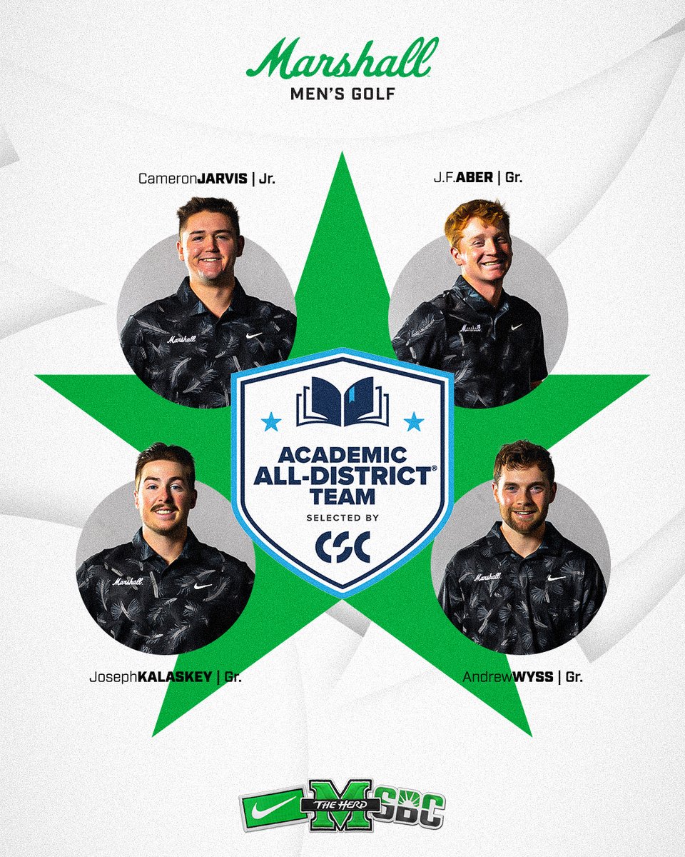 Herd Golf (@herdmgolf) on Twitter photo ๐๐ฏ๐๐๐๐๐๐ ๐ป๐๐๐๐ ๐ด๐๐๐!๐๏ธโโ๏ธ
Marshall Men's Golf has four players honored by <a href="/CollSportsComm/">College Sports Communicators</a> as 2024-25 Academic All-District Honorees.
๐: bit.ly/MGLFCSCAcademiโฆ ๐๐ฏ๐๐๐๐๐๐ ๐ป๐๐๐๐ ๐ด๐๐๐!๐๏ธโโ๏ธ
Marshall Men's Golf has four players honored by <a href="/CollSportsComm/">College Sports Communicators</a> as 2024-25 Academic All-District Honorees.
๐: bit.ly/MGLFCSCAcademiโฆ