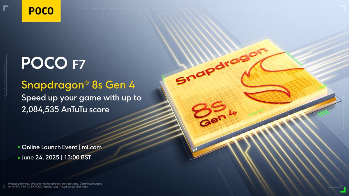 pocouk's tweet image. The Groundbreaking Dominator - Snapdragon® 8s Gen 4 arrives on #POCOF7

Coming soon! 

Discover #SuperSpeedUnleashed here: bit.ly/3SVtLmI