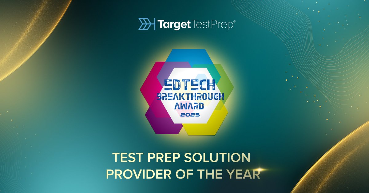 TargetTestPrep's tweet image. We’re thrilled to share that Target Test Prep has been named “Test Prep Solution Provider of the Year” in the 2025 EdTech Breakthrough Awards! 🏆 Read the full press release here: ow.ly/N8wS50W5oTm #EdTechBreakthrough #EdTechBreakthroughAwards #EdTech #TargetTestPrep #GMAT
