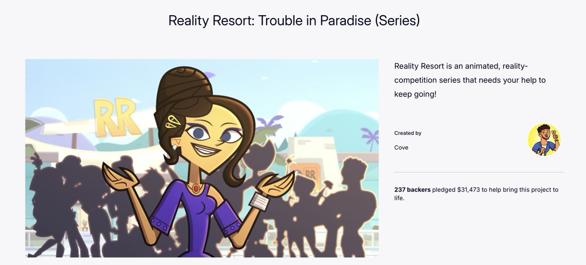 realitypr0ject1's tweet image. 🏝️ IT'S OVER! Ep7–10 of #RealityResort coming SOON!
👉 $31,473 pledged by 237 backers
👉 $132 avg pledge
👉 50 Victoria plushies claimed
To our fans, friends, family, and everyone in between - THANK YOU for believing in this project. More news soon!
#indieanimation #kickstarter