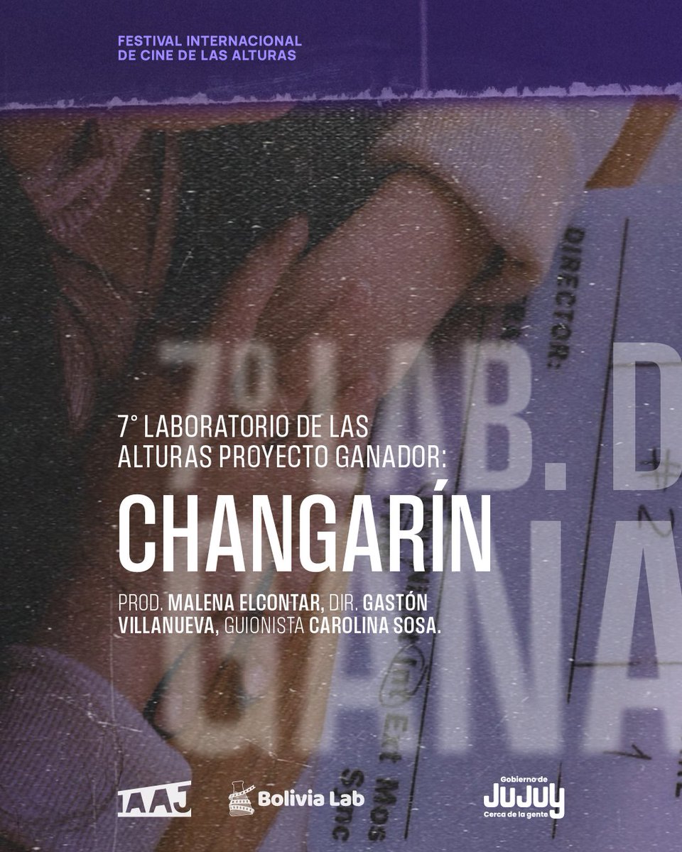 cine.delasalturas
📣 Ganadores del 7° Laboratorio de las Alturas.

El proyecto fue seleccionado por su solidez y sensibilidad, y recibió una beca para participar del Bolivia Lab.

#laboratoriodelasalturas #cinedelasalturas #festivaldecine #IAAJ #changarin