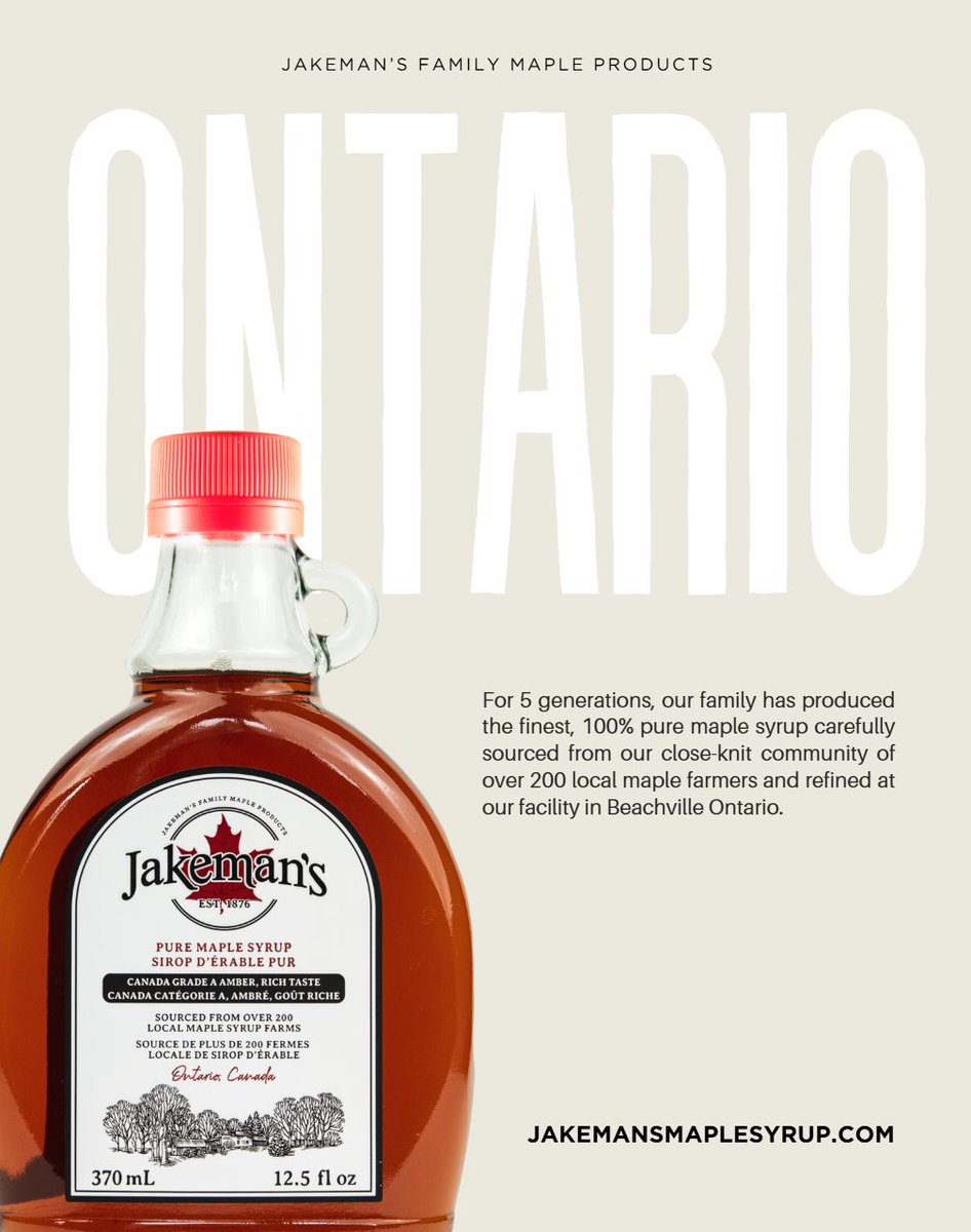 For 5 generations, our family has produced the finest, 100% pure maple syrup carefully sourced from our close-knit community of over 200 local maple farmers and refined at our facility in Beachville Ontario.

#Maple #MapleSyrup #PureMapleSyrup #LocallySourced #Local #Beachville