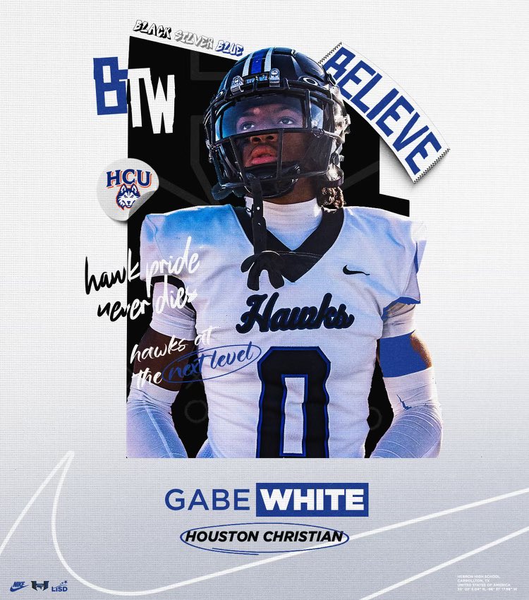 Hebron Hawks Football (@hebronfootball) on Twitter photo 🦅Next Level Hawks! 🦅
Gabe White (<a href="/GeeWhite0/">Gabriel ✞</a>)
Carrollton, TX
DB
<a href="/HebronFootball/">Hebron Hawks Football</a> ➡️ <a href="/HCUFootball/">HCU Football</a>
Goodluck this summer with Fall Camp and your first semester as a collegiate student athlete!
#NextLevelHawks | #HPND | #BTW 🦅Next Level Hawks! 🦅
Gabe White (<a href="/GeeWhite0/">Gabriel ✞</a>)
Carrollton, TX
DB
<a href="/HebronFootball/">Hebron Hawks Football</a> ➡️ <a href="/HCUFootball/">HCU Football</a>
Goodluck this summer with Fall Camp and your first semester as a collegiate student athlete!
#NextLevelHawks | #HPND | #BTW