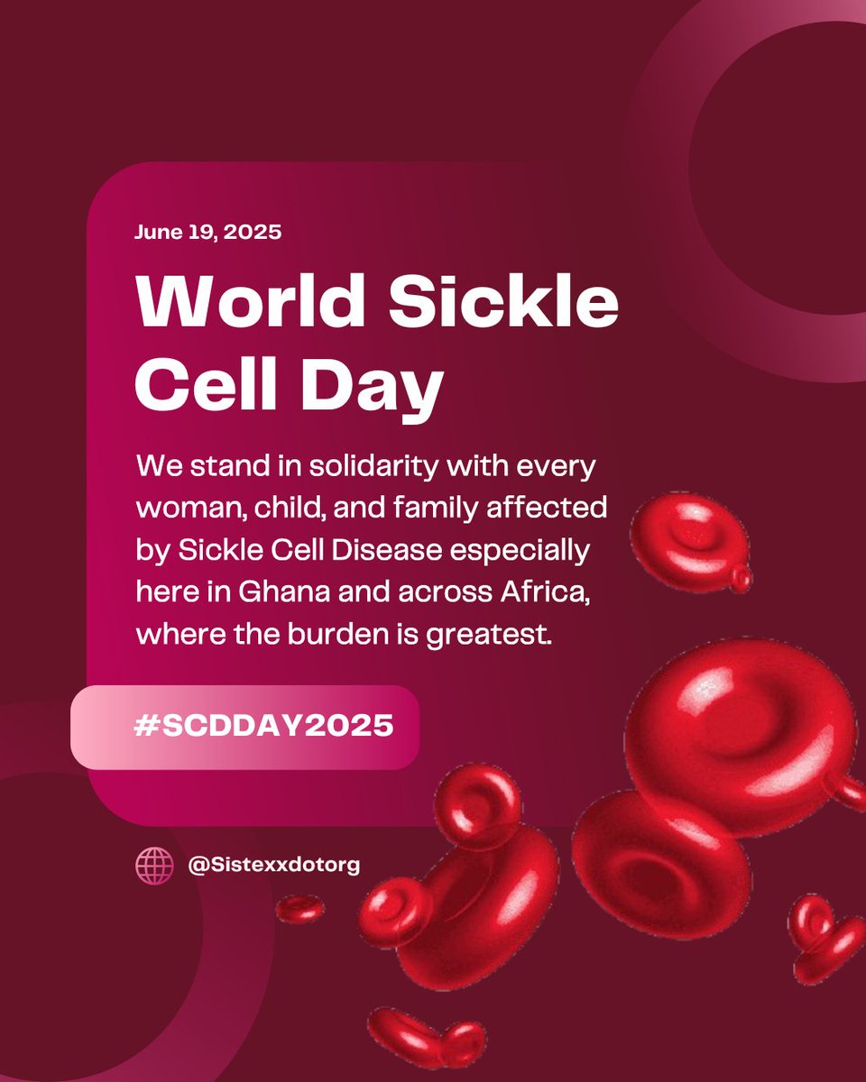 Sistexxdotorg's tweet photo. Sickle Cell Disease is real. So is our fight.🩸

We stand with you. We speak with you. We act with you. 

#Sistexx #SCDDay2025 #SickleCellAwareness https://t.co/2gnpjnzyPL