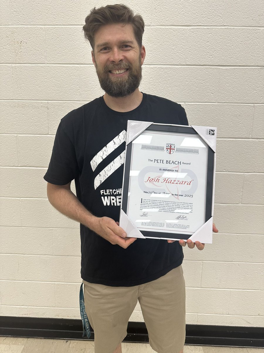 Congrats to our very own <a href="/hazzardoct/">Coach Hazzard</a> Mr Hazzard for winning the @OFSAA Pete Beach Award for <a href="/ROPSSAA/">ROPSSAA</a>! 🏆🩵🚨 <a href="/fmssarrows/">Fletcher's Meadow S.S.</a> <a href="/NadineDeerr/">Nadine Deerr</a>