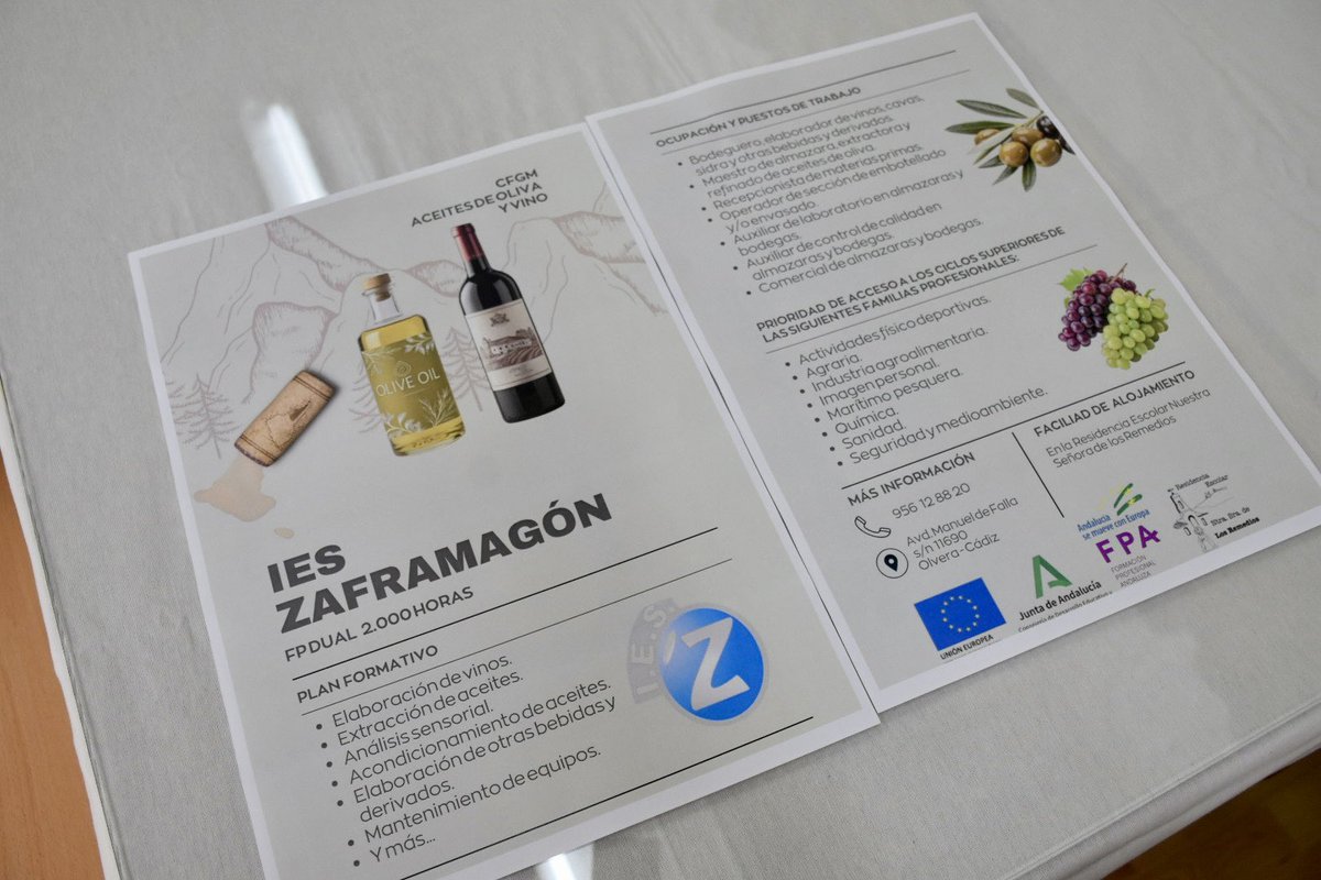 Visitamos el <a href="/ieszaframagon/">IES Zaframagón</a> con motivo de la presentación del nuevo ciclo de Aceite de Oliva y Vinos que se impartirá en Olvera en el curso 25/26

La delegada del Gobierno <a href="/MercedesColomb1/">Mercedes Colombo</a> ha puesto en valor la apuesta por la FP de la <a href="/AndaluciaJunta/">Junta de Andalucía</a> <a href="/IsabelPa55125/">Isabel Paredes Serrano</a> <a href="/fran_morenog/">Fran Moreno</a>