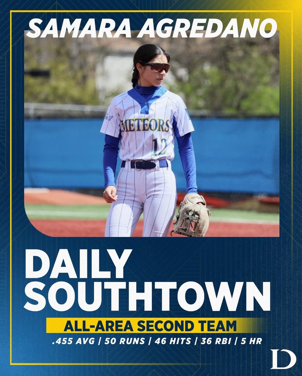 Cappin’ off her junior year with one more very well-deserved honor! 🫡🤟🏼

Amongst some of the top players in the Southland, Samara Agredano was named to the 2025 Daily Southtown All-Area Second Team!

#MeteorsUnited #GoMeteors☄️