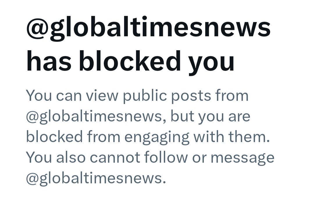 I never interacted with this crappy china government affiliated news, but I just found out I'm blocked...
纸老虎
Paper tiger...