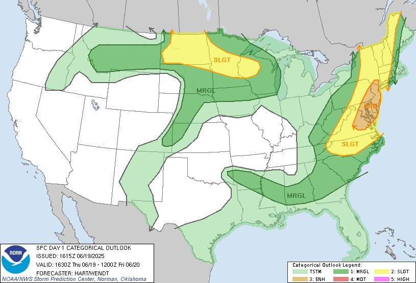 11:17am CDT #SPC Day1 Outlook Enhanced Risk: this afternoon and early evening across the Mid-Atlantic region spc.noaa.gov/products/outlo…