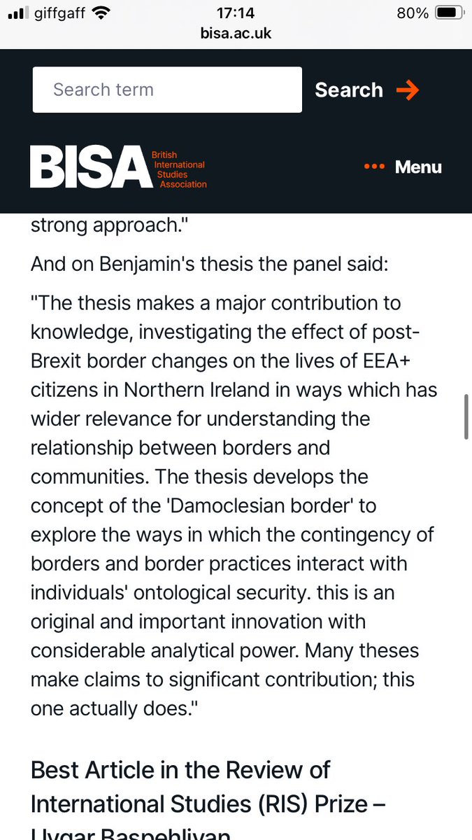 I have been honourably mentioned!
