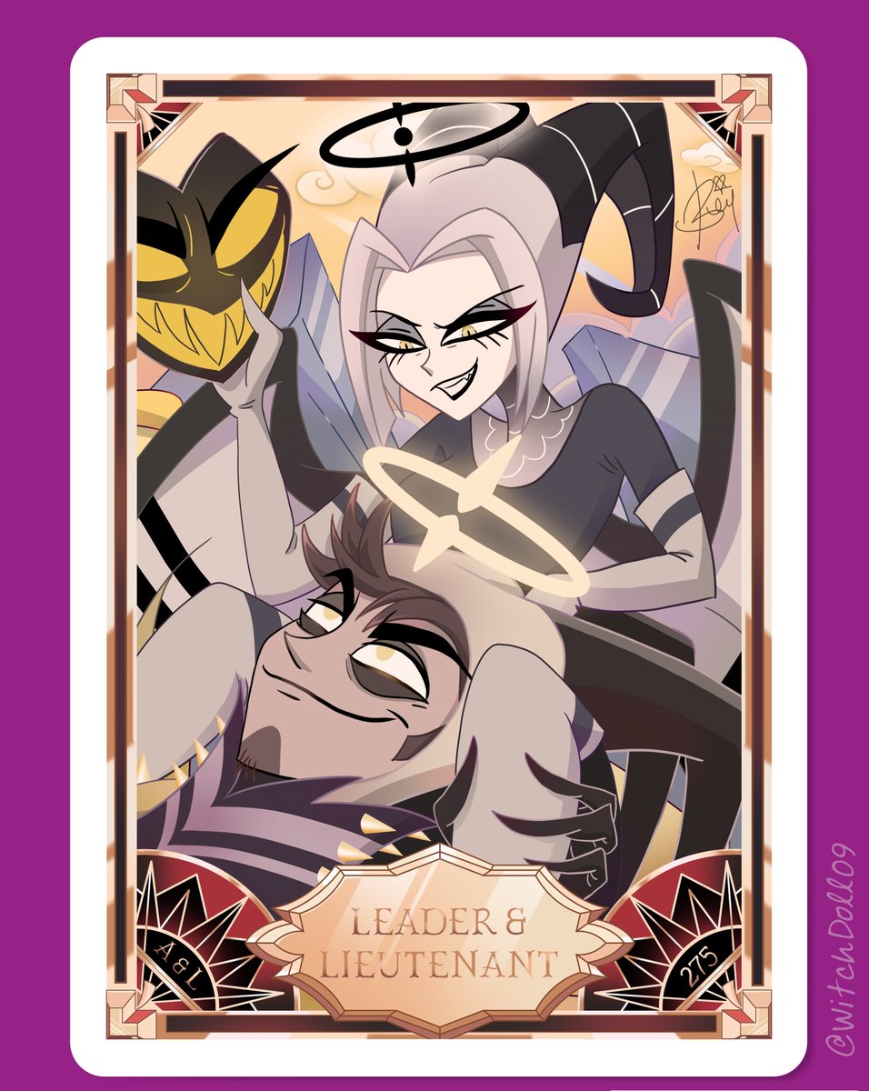 HAZBIN HOTEL TRADING CARDS
LEADER &amp; LIEUTENANT
A &amp; L CARD ( 275 )
#HazbinHotel #HazbinHotelAdam #HazbinHotelLute #adam #lute #guitarspear #guardrock #adamlute
