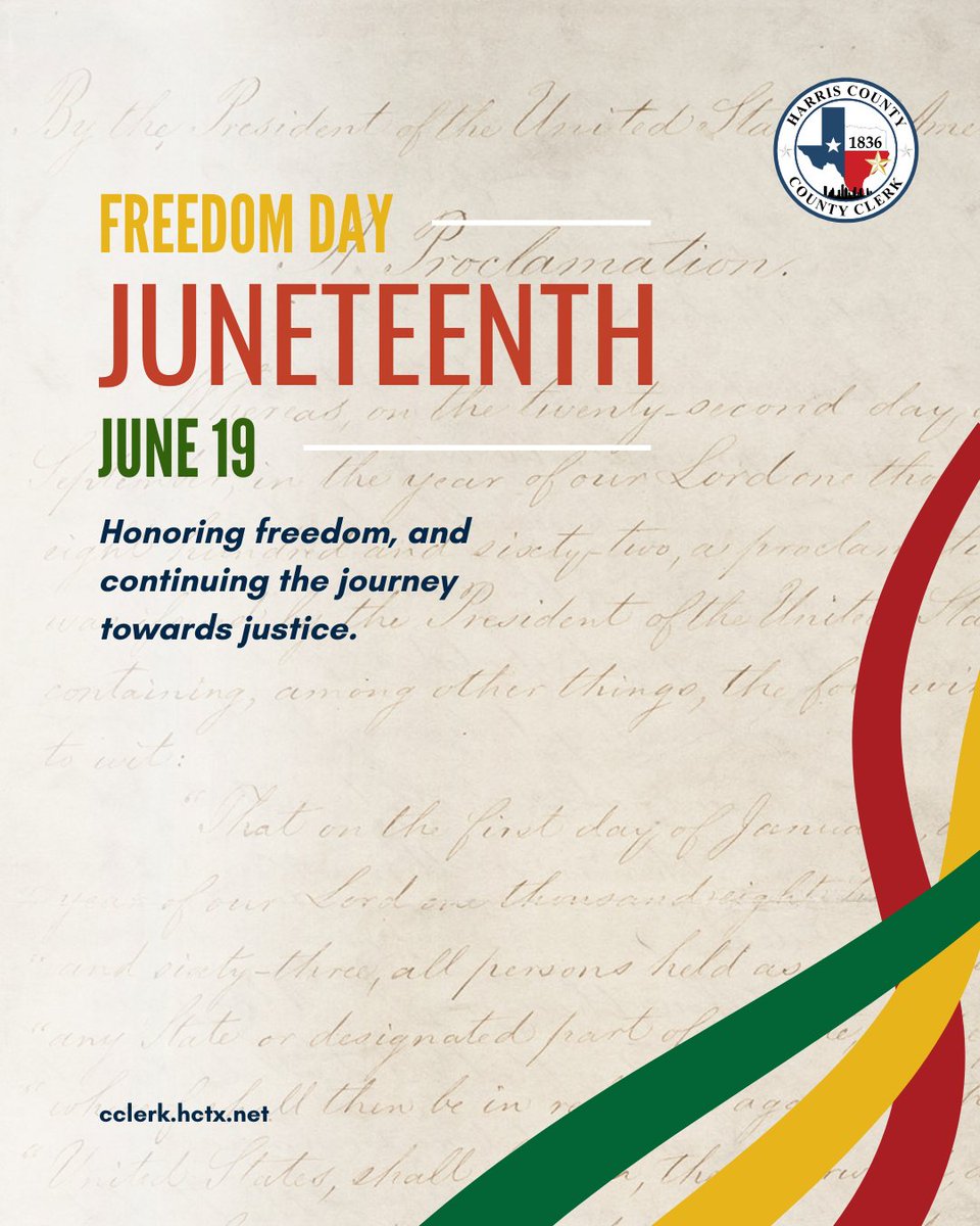 Today, we observe Juneteenth, commemorating June 19, 1865, when the news of emancipation reached Galveston, Texas. This was a turning point in history that continues to make a profound impact. #hcco #juneteenth #freedomday
