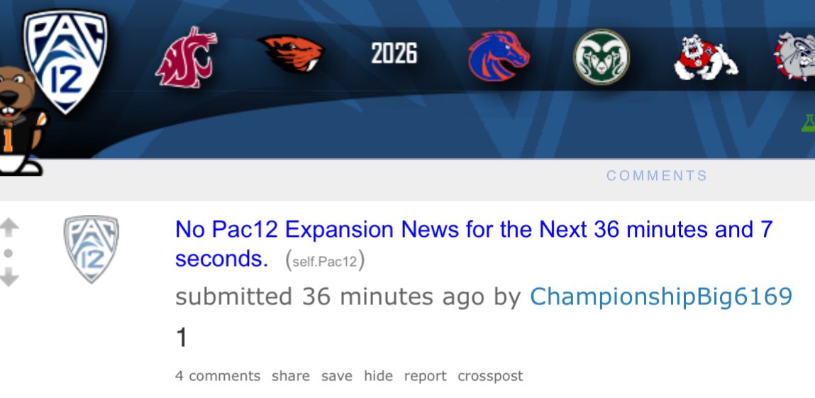 Breaking news from the Pac-12 subreddit: