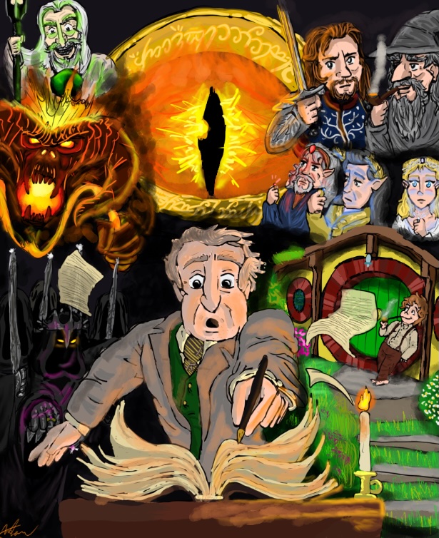 KMathison1967's tweet image. One of the students in my Tolkien class this last Spring painted this to illustrate Tolkien's imagination. The artist's name is Adam Larson. I think he did an excellent job.