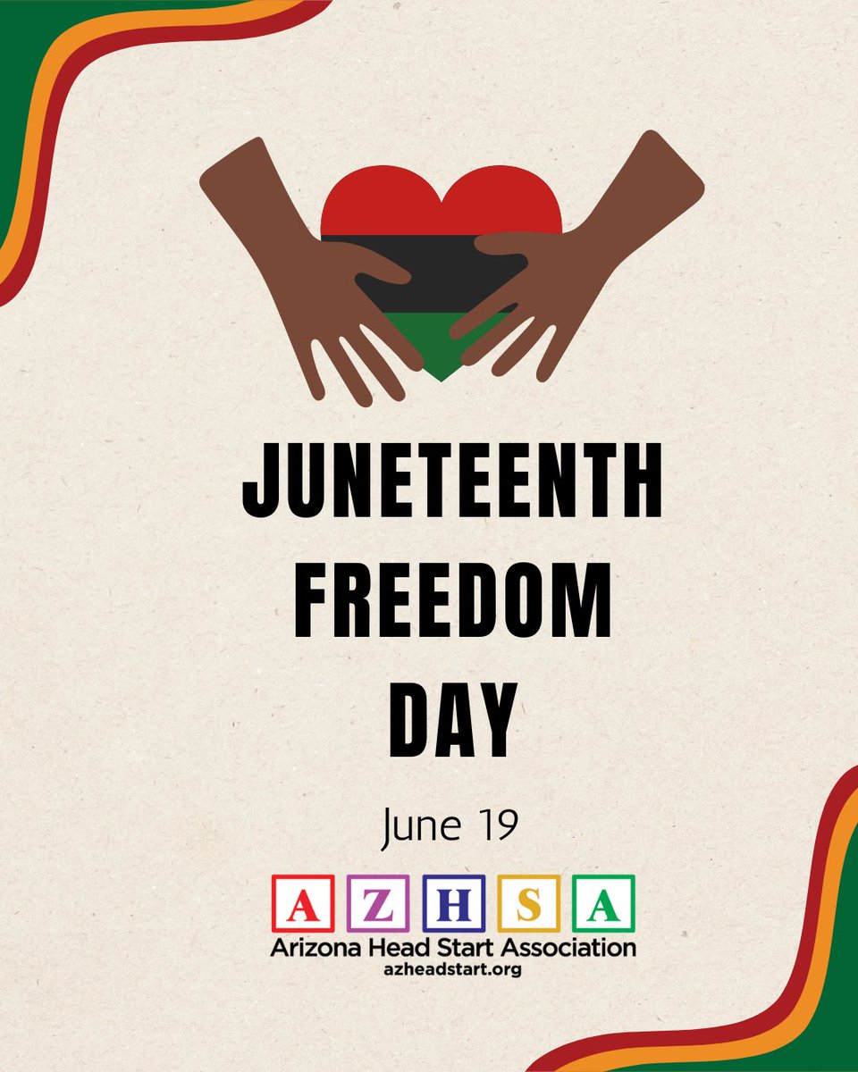 azhead_start's tweet image. Today, AZHSA celebrates #Juneteenth — honoring the end of slavery and the ongoing fight for equity, justice, and freedom. We uplift every voice, every family, and every child. Let’s keep learning, growing, and thriving together. #FreedomDay #EquityForAll