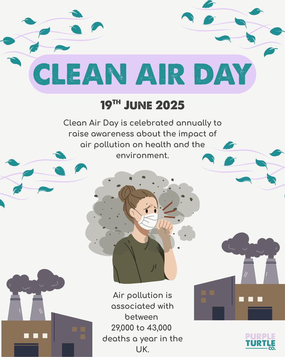 Here’s how you can make a difference: 🚶 Walk, cycle or take public transport 🌳 Plant trees or green your space 🧼 Use eco-friendly cleaning products 🚗 Drive less, switch to electric if you can 📢 Talk about clean air and raise awareness!

#CleanAirDay
