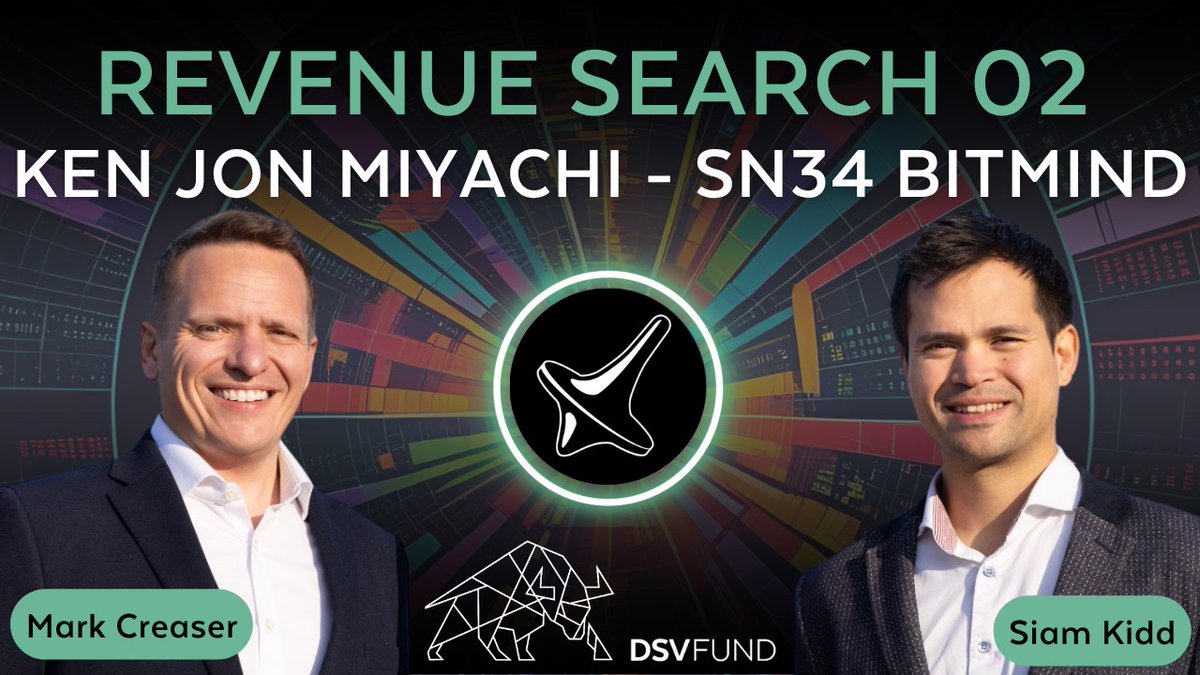 Bittensor Revenue Search 02 with <a href="/kenjonmiyachi/">Ken Jon</a> from SN34 Bitmind is tomorrow (Friday) 20th June 1330 UK time.

Will be live streaming here, on my YouTube and on the <a href="/dsvfund/">DSV</a> page.

See you then!
