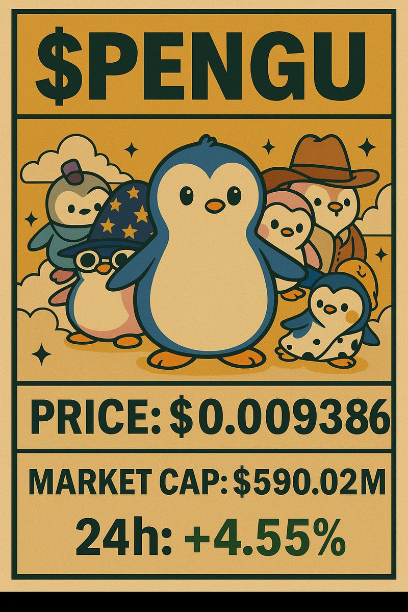 🐧 $PENGU — the cutest empire on Solana

▫️ Price: $0.009386
▫️ Market Cap: $590.02M
▫️ 24h: +4.55%

🧊 Trade $PENGU in 1 click with MemWallet: t.me/memwallet_bot/…