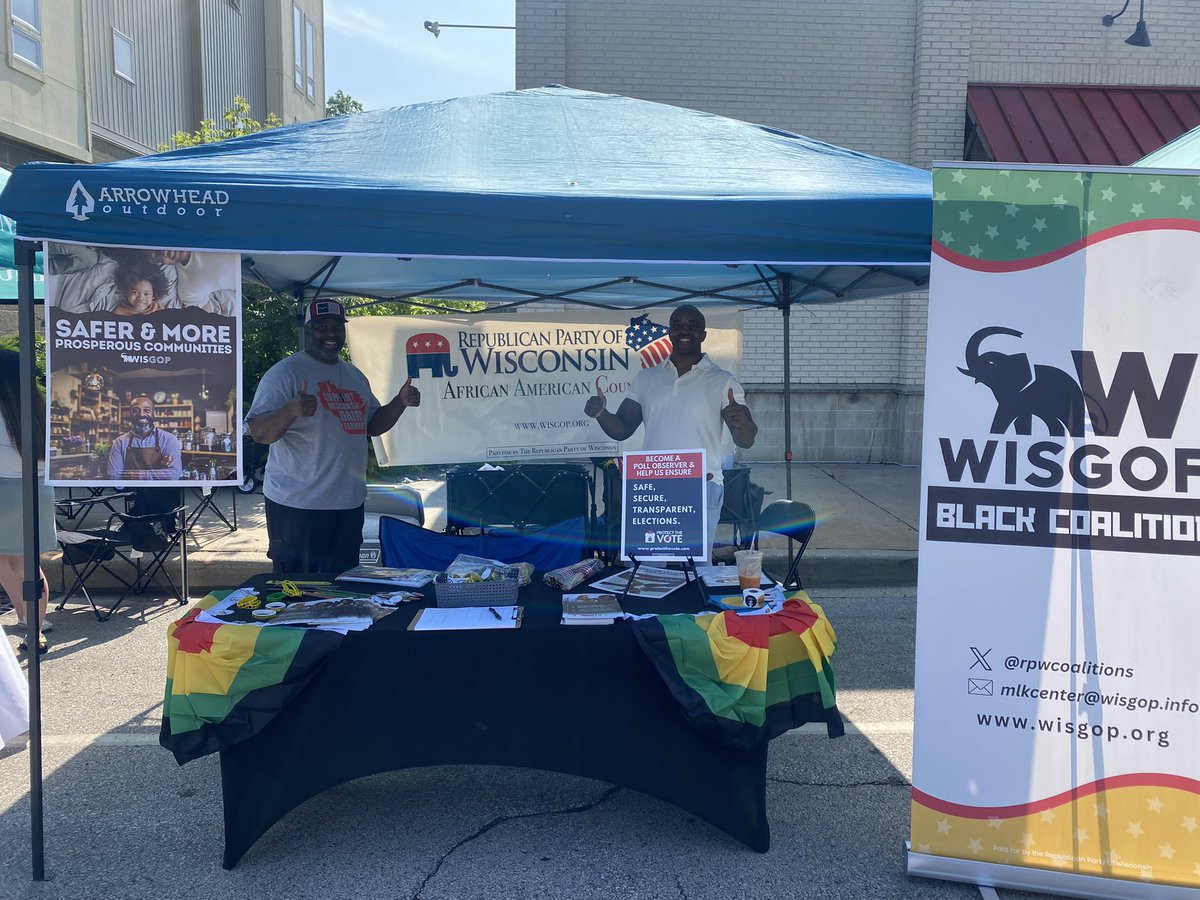 RPW Coalitions (@rpwcoalitions) on Twitter photo .<a href="/WisGOP/">Wisconsin GOP</a> Black Coalition staff and volunteers are out at the📍Milwaukee Juneteenth Festival chatting with the community. Stop by and see us!🇺🇸 .<a href="/WisGOP/">Wisconsin GOP</a> Black Coalition staff and volunteers are out at the📍Milwaukee Juneteenth Festival chatting with the community. Stop by and see us!🇺🇸