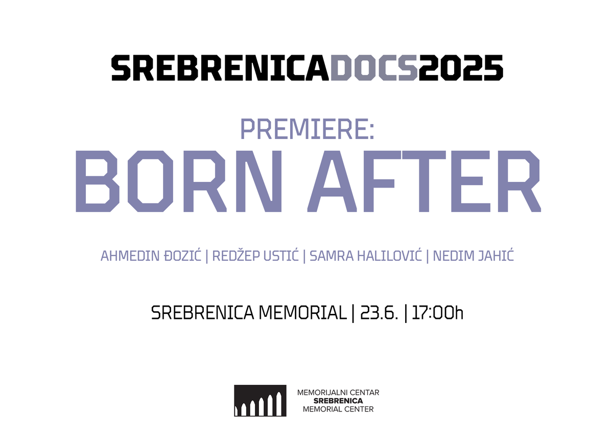Dođite u Memorijalni centar Srebrenica naredne sedmice zbog svih važnih filmova koje ćemo prikazati. No, posebno, dođite zbog filma "Rođeni poslije"/"Born after". Jer je to priča o djeci Srebrenice. I zato što su ovu priču uradila djeca Srebrenice.