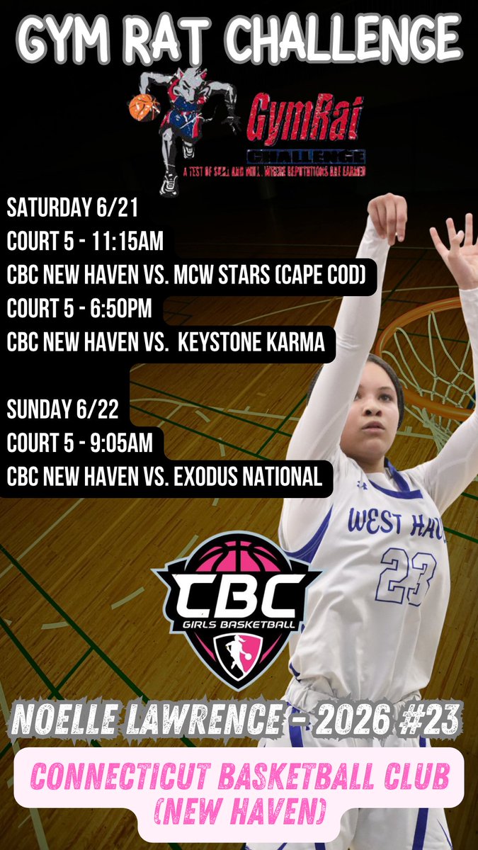 Here is my Schedule for the GymRat Challenge tournament this weekend!