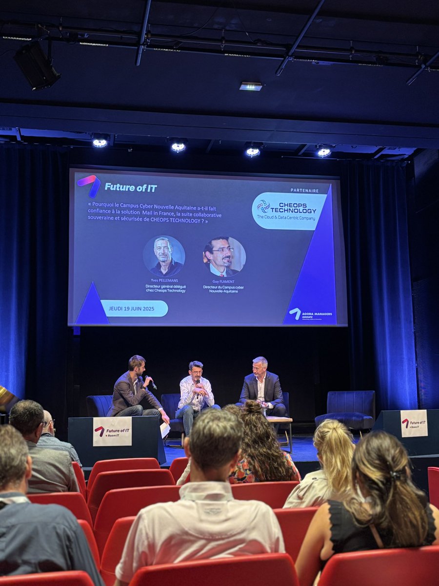Cheops Technology (@cheopstechno) on Twitter photo RETEX de notre DG, Yves Pellemans et Guy Flament sur notre solution Mail in France, la suite collaborative #souveraine et #sécurisée, à l’occasion de l’événement #FutureofIT organisé par l’<a href="/AgoraDSI/">Agora DSI et CIO</a> 🚀 RETEX de notre DG, Yves Pellemans et Guy Flament sur notre solution Mail in France, la suite collaborative #souveraine et #sécurisée, à l’occasion de l’événement #FutureofIT organisé par l’<a href="/AgoraDSI/">Agora DSI et CIO</a> 🚀