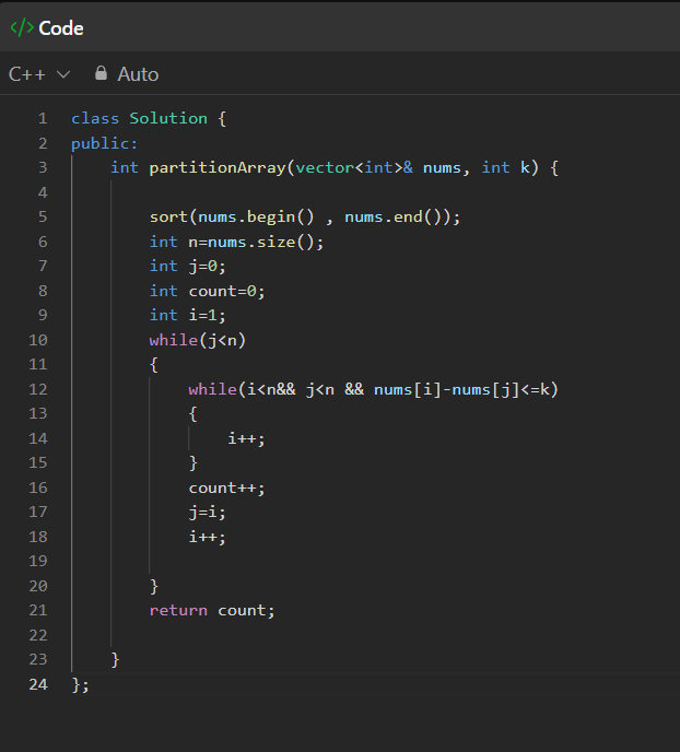 TilluCoder's tweet image. ✅POTD 
Partition array such that max diff is k
#leetcode #dsa #coding