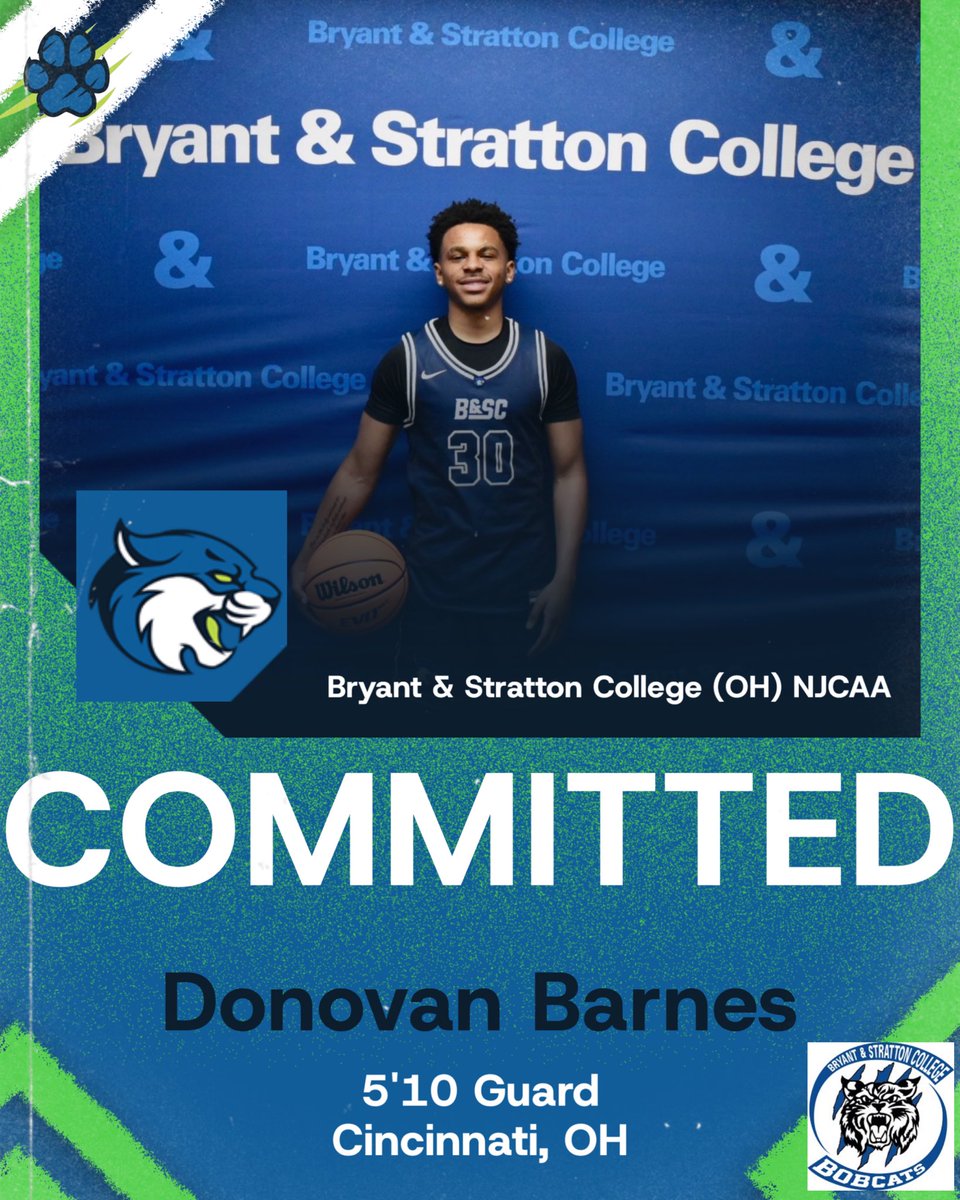 Bryant & Stratton College MBB (OH) (@bscmbboh) on Twitter photo Officially COMMITTED!
Proud to welcome Donovan Barnes (5’10 Guard <a href="/DonovanBarnes11/">Donovan Barnes</a> to Bryant & Stratton College (OH)!
Tough, coachable, and wired to compete — excited to add a high-character guard to the Bobcat family! 🐾
#Committed #BobcatNation #JUCOProduct #OCCAC #NJCAA Officially COMMITTED!
Proud to welcome Donovan Barnes (5’10 Guard <a href="/DonovanBarnes11/">Donovan Barnes</a> to Bryant & Stratton College (OH)!
Tough, coachable, and wired to compete — excited to add a high-character guard to the Bobcat family! 🐾
#Committed #BobcatNation #JUCOProduct #OCCAC #NJCAA