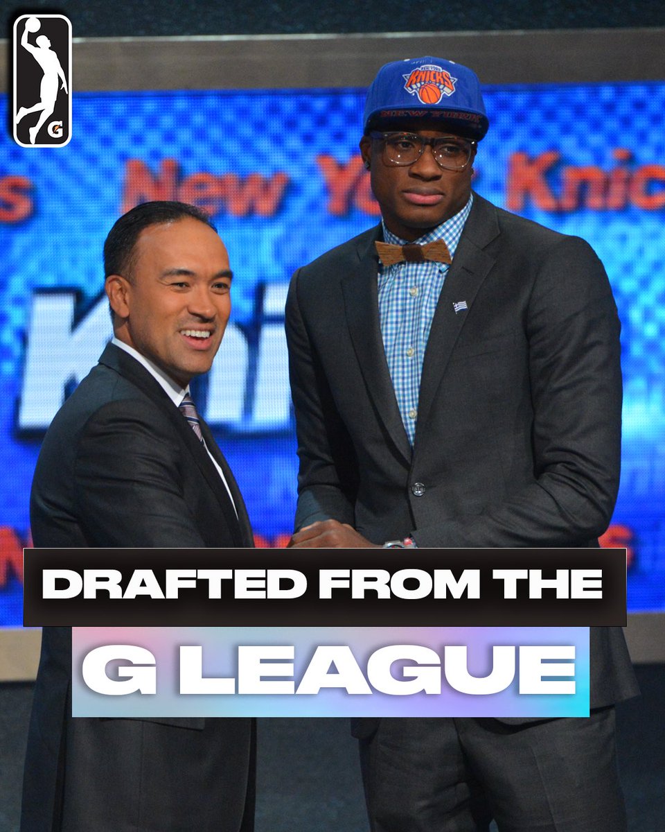 nbagleague's tweet photo. In 2014, Thanasis Antetokounmpo became the sixth player in NBA history to be drafted out of the G League!

After earning All-Defensive honors with the @blue_coats, the NBA champion was selected 51st overall by the @nyknicks. He’s one of seven non-Ignite players to be drafted from the G.