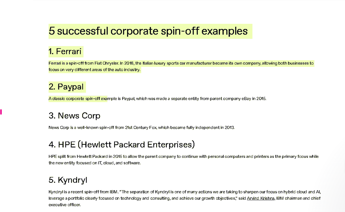 Red4Pandamonium's tweet photo. @s_utomobon48270 Its almost like stock spinoff
What is a corporate spin-off?
A spin-off is when a company separates off a business unit, making it its own company, and distributes the shares in the new company to its existing shareholders. https://t.co/vfmnVwSm6Z