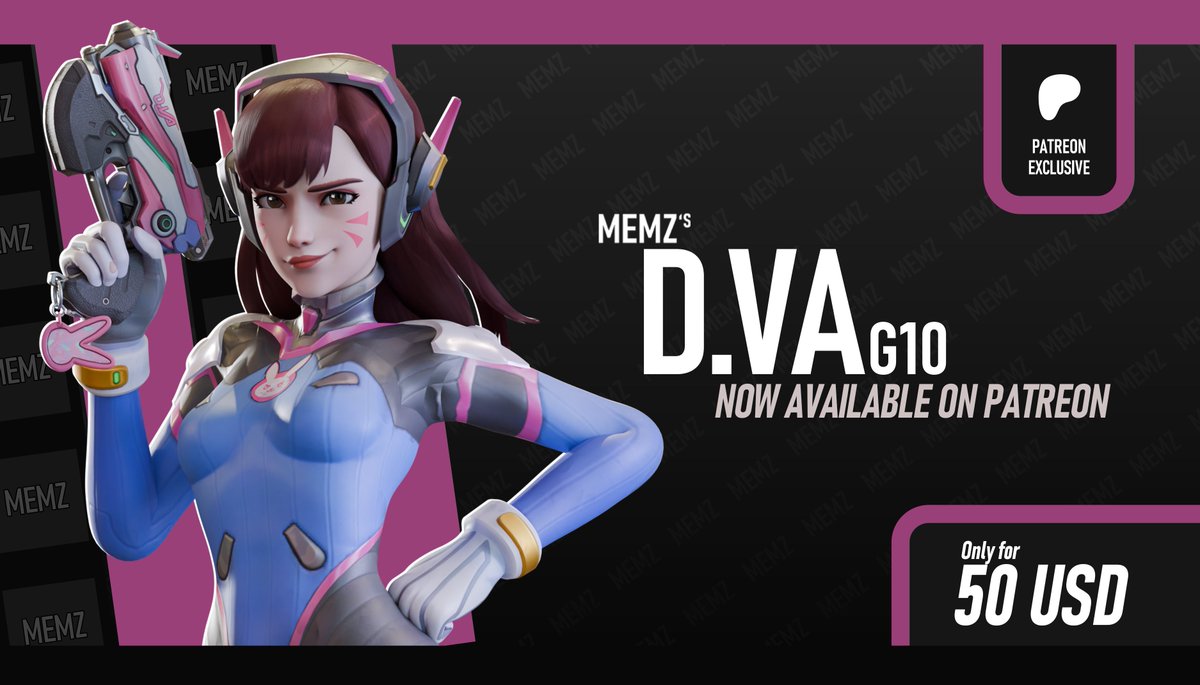 My Dva G10 [Overwatch 2] Model is now available to be purchased!  
This model is also available for my "Tier 4: Memzy" Patreons!