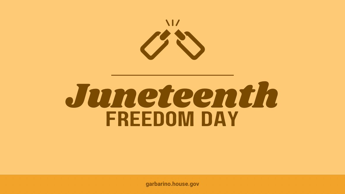 RepGarbarino's tweet image. On this day we commemorate when the last enslaved Americans were informed of their freedom. On June 19, 1865, more than two years after the Emancipation Proclamation, Union troops arrived in Galveston, Texas and announced the end of slavery.
Happy Juneteenth 📜
