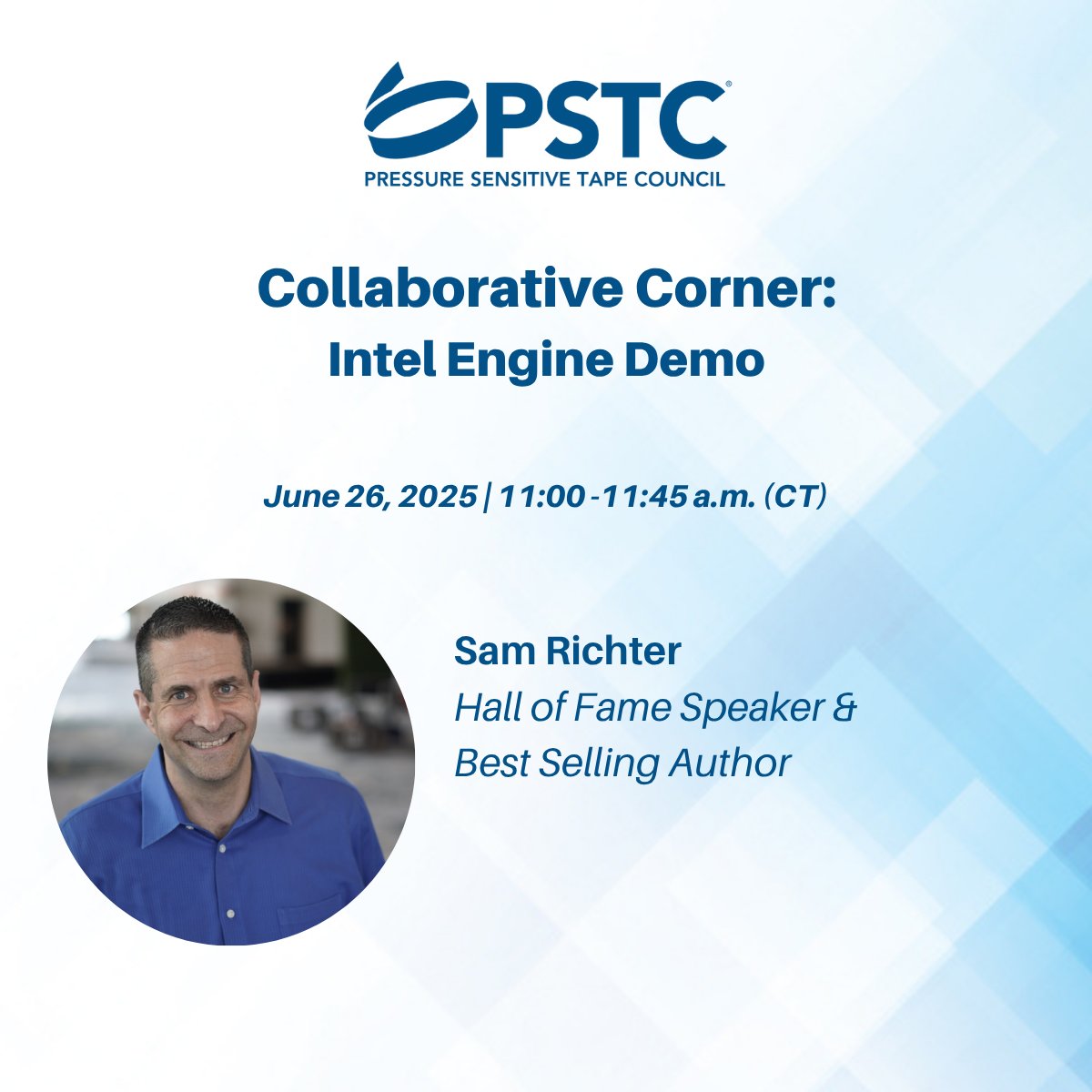 Explore the Intel Engine with Sam Richter during our next Collaborative Corner in one week (June 26), featuring a live demo + Q&amp;A!

Get more from your Tape Week tools and dive deeper into GenAI; register now: bit.ly/3BEc9Gx

#PSATape