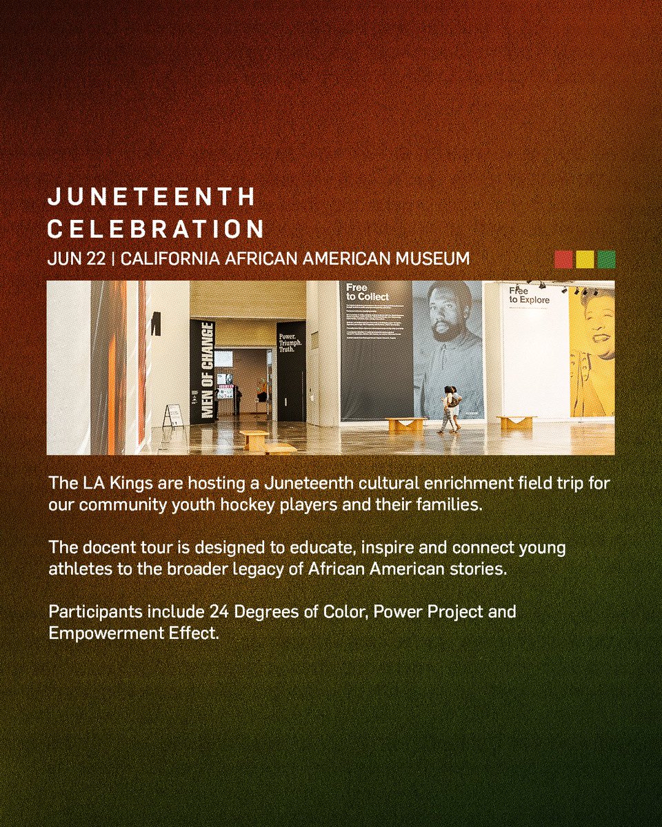 x - LA Kings (@lakings) on Twitter photo Today, we celebrate Juneteenth! 
Learn more 📲 bit.ly/40e9zAj Today, we celebrate Juneteenth! 
Learn more 📲 bit.ly/40e9zAj