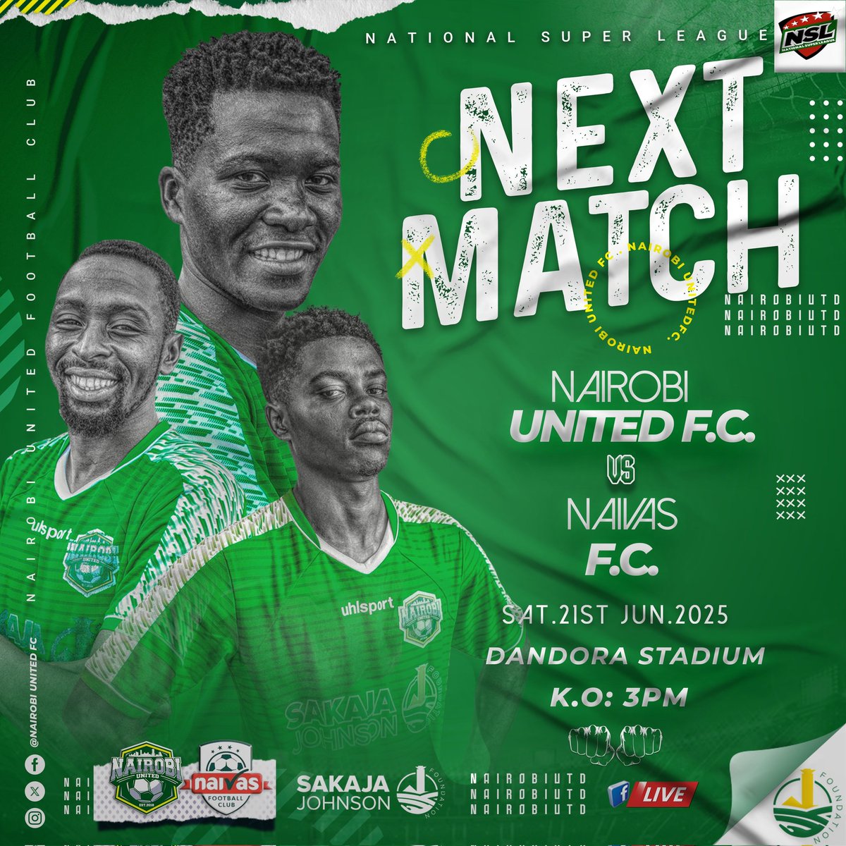 Dandora Stadium will host our last game of the season on Saturday against Naivas Football CLUB from 3pm. 
Don't miss out on the action and excitement of Coronation Day👊👊

#Champions
#lazimaiwork 
#WeAreNairobiUnited 
#NaiBois 
#NaiGeng