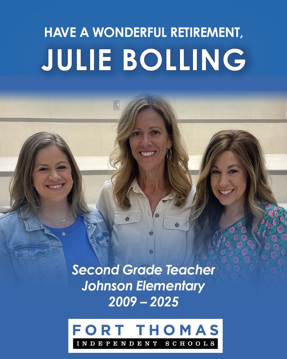 Fort Thomas Schools (@ftschools) on Twitter photo Thank you, Julie, for positively impacting an untold number of Jaguars and colleagues during a fabulous run <a href="/FTJohnsonES/">Johnson Elementary</a>.
We're incredibly grateful and wish the best for you in retirement!
<a href="/FTSUPT/">Brian Robinson</a> Thank you, Julie, for positively impacting an untold number of Jaguars and colleagues during a fabulous run <a href="/FTJohnsonES/">Johnson Elementary</a>.
We're incredibly grateful and wish the best for you in retirement!
<a href="/FTSUPT/">Brian Robinson</a>