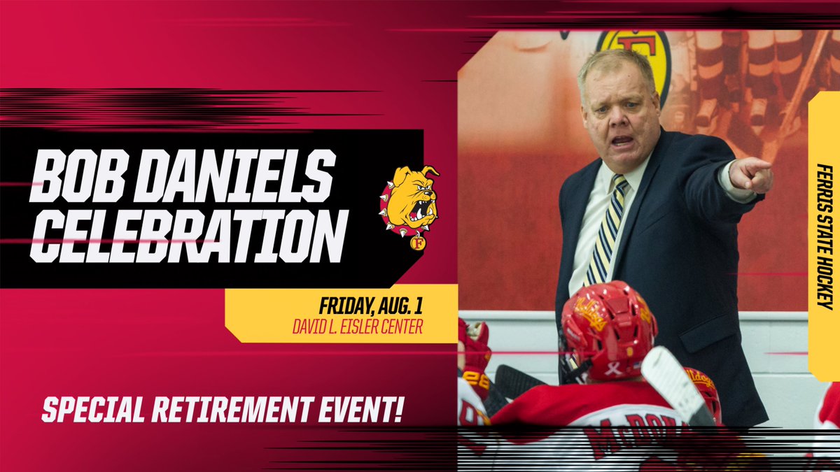 Ferris Athletics (@ferrisathletics) on Twitter photo SPECIAL EVENT! The 'Dawgs will honor legendary coach Bob Daniels during a special retirement event prior to this year's golf outing on Friday, Aug. 1! Free & open to alumni, fans & supporters. Come help honor a legend! RSVP link & info here: tinyurl.com/439yx5fh <a href="/FerrisHockey/">Ferris State Hockey</a> SPECIAL EVENT! The 'Dawgs will honor legendary coach Bob Daniels during a special retirement event prior to this year's golf outing on Friday, Aug. 1! Free & open to alumni, fans & supporters. Come help honor a legend! RSVP link & info here: tinyurl.com/439yx5fh <a href="/FerrisHockey/">Ferris State Hockey</a>