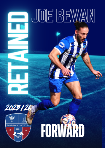 An important retention for the Ramblers as <a href="/JoeBev97/">Joe Bev</a> puts pen to paper for the season. A proven striker who picked up the golden boot for the team last season with an impressive display a bunch of hat-tricks and 28 goals from 39 games.
<a href="/SandbachUtd/">Sandbach United FC</a>