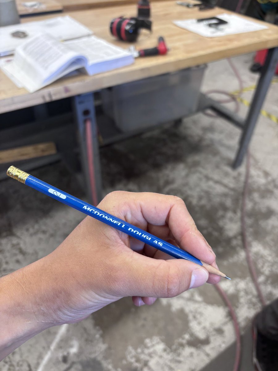 gallagherchase's tweet image. Left handed McDonnell Douglas pencil 🥳🙂‍↕️