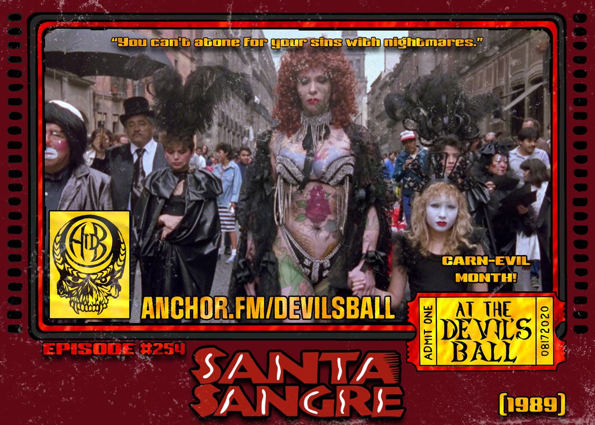 At The Devils Ball Podcast (@devils_at) on Twitter photo Carn-Evil month continues with the surreal, uncompromising SANTA SANGRE. With special guest <a href="/Moviocrity/">Elon Musk Profits Off White Supremacy</a>, the guys grapple with heavy issues like spiritualism, violence and stunning, upsetting visuals.
Anchor.fm/devilsball Carn-Evil month continues with the surreal, uncompromising SANTA SANGRE. With special guest <a href="/Moviocrity/">Elon Musk Profits Off White Supremacy</a>, the guys grapple with heavy issues like spiritualism, violence and stunning, upsetting visuals.
Anchor.fm/devilsball