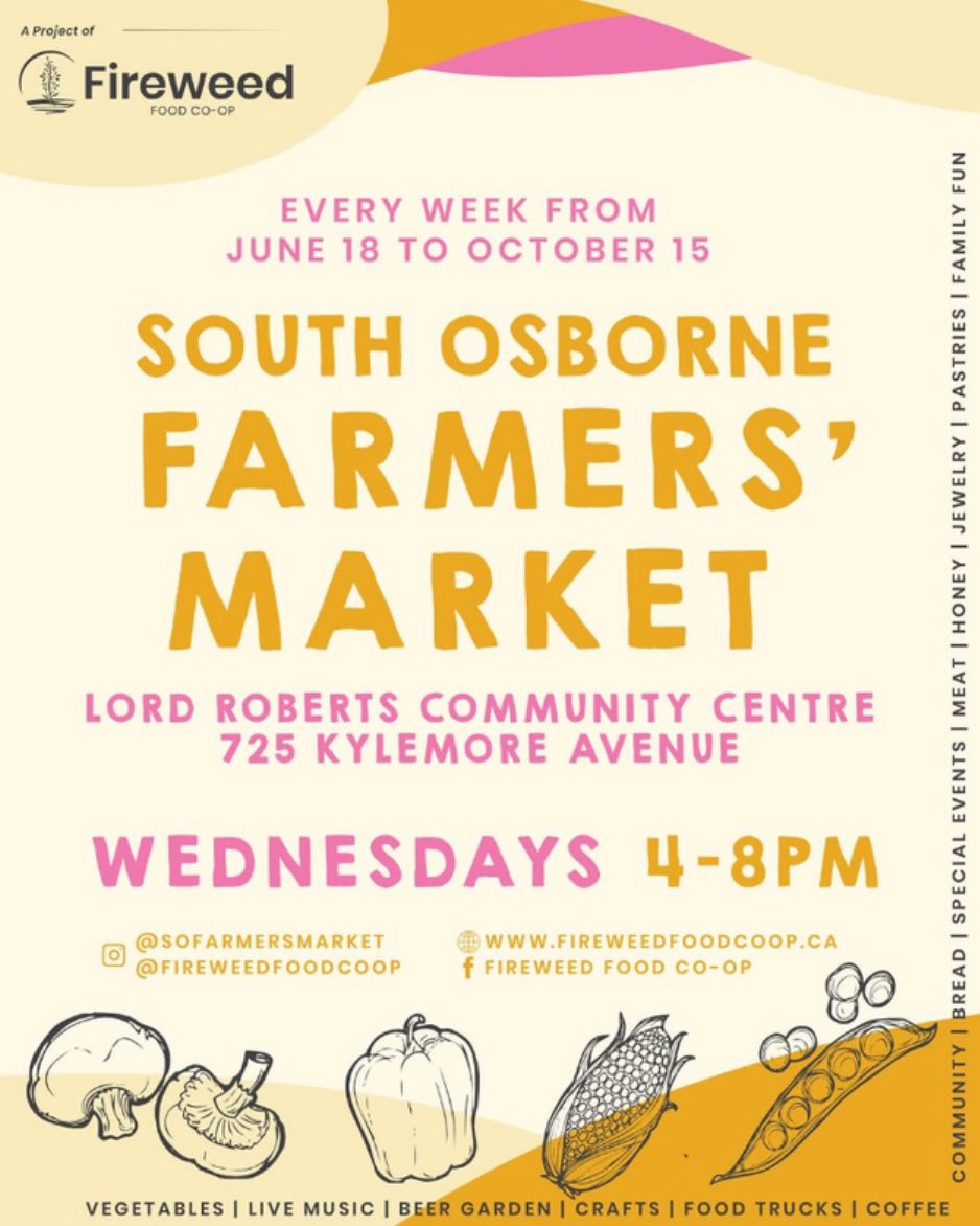 BenCarrwpg's tweet image. Summer markets at our community centres offer fresh local goods and a great way to support small businesses while connecting with neighbours.
Check out these weekly markets!
⭐️Mondays at @riverviewcc
⭐️Wednesdays at @lindenwoodscc
⭐️Thursdays at @lordrobertscc with…