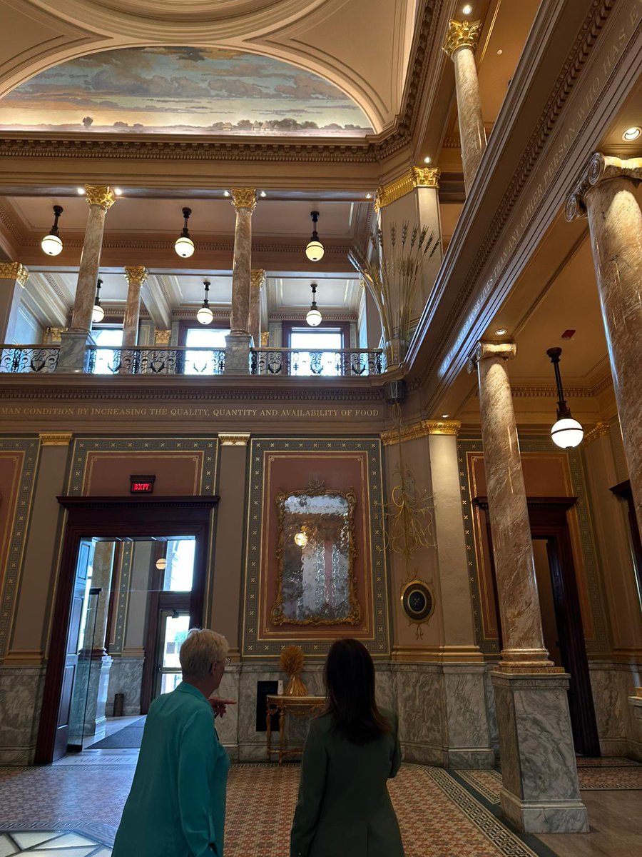AmbKawar's tweet image. Wonderful visiting the @WorldFoodPrize Hall of Laureates—a testament to innovation in global food security. Grateful for the opportunity to speak with COO Mashal Husain about advancing agriculture, food security and Jordan's ongoing commitment in this area, championed by His…