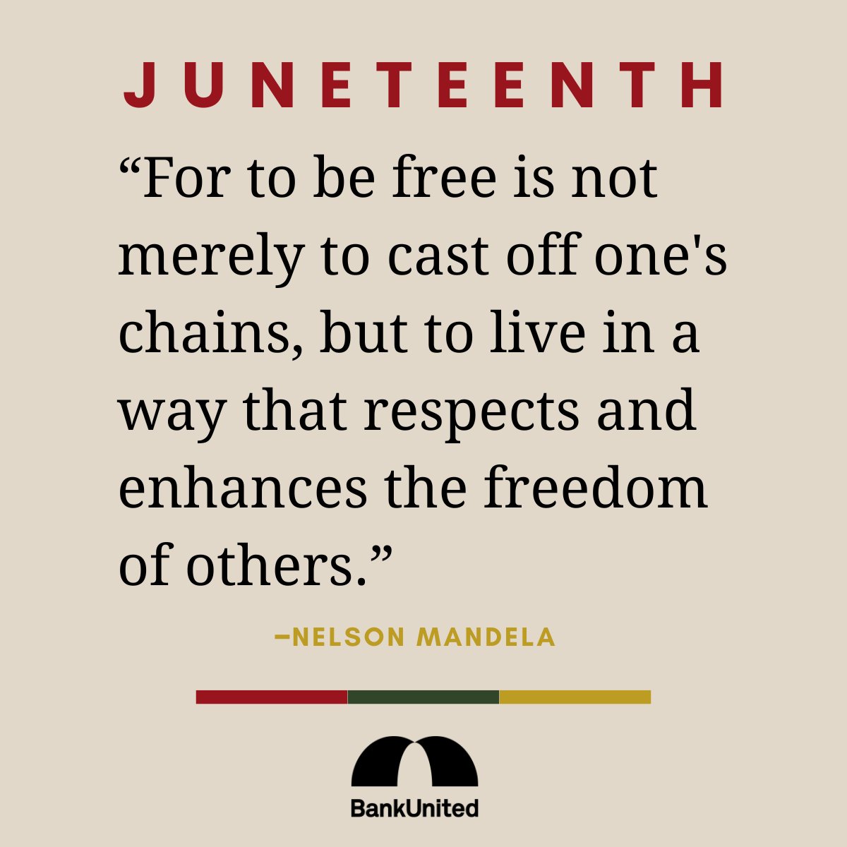 In honor of #Juneteenth, our branches and offices are closed today. #celebratefreedom #BankUnited